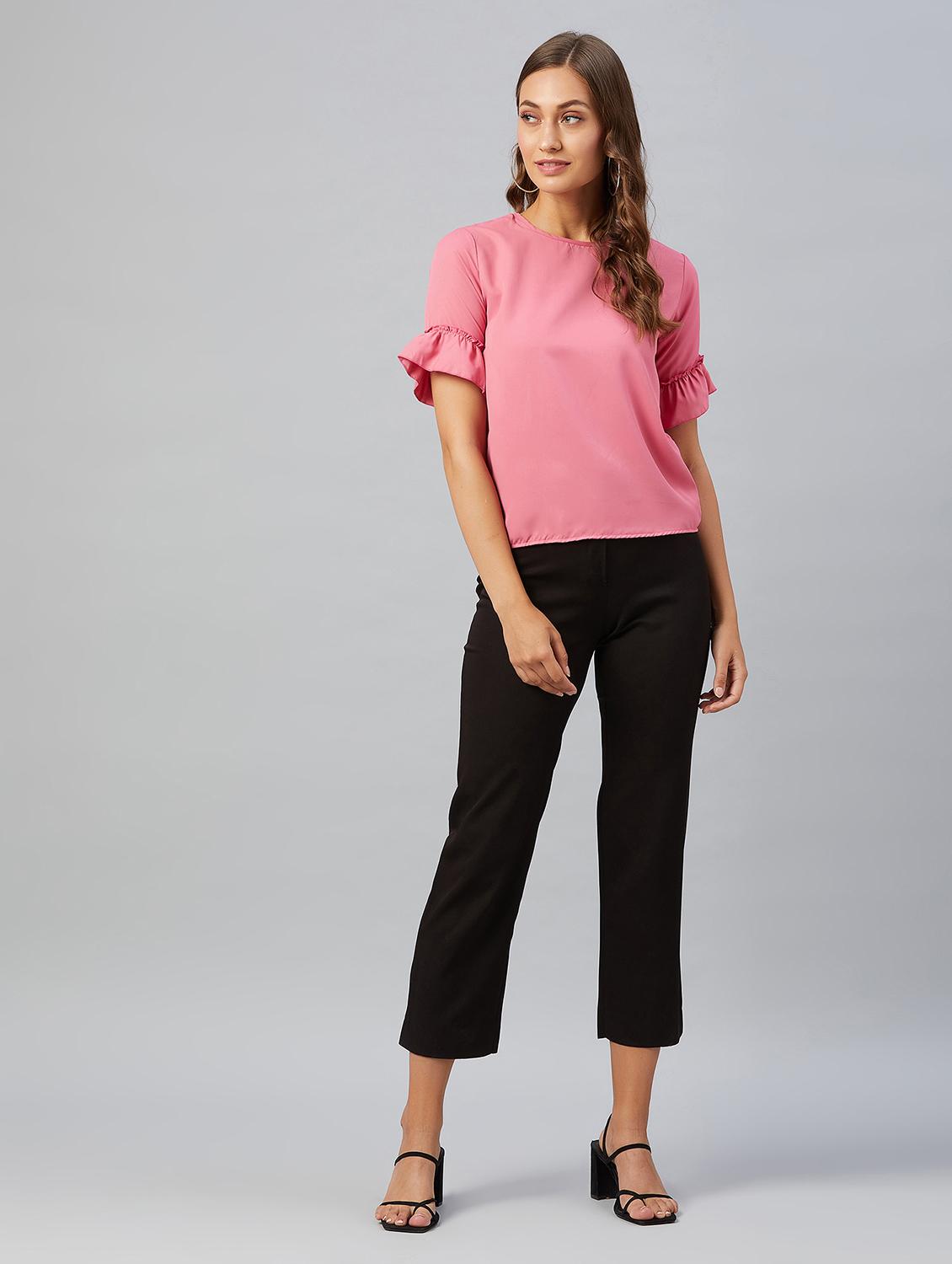 women's straight round neck top - 18021293 - Standard Image - 4