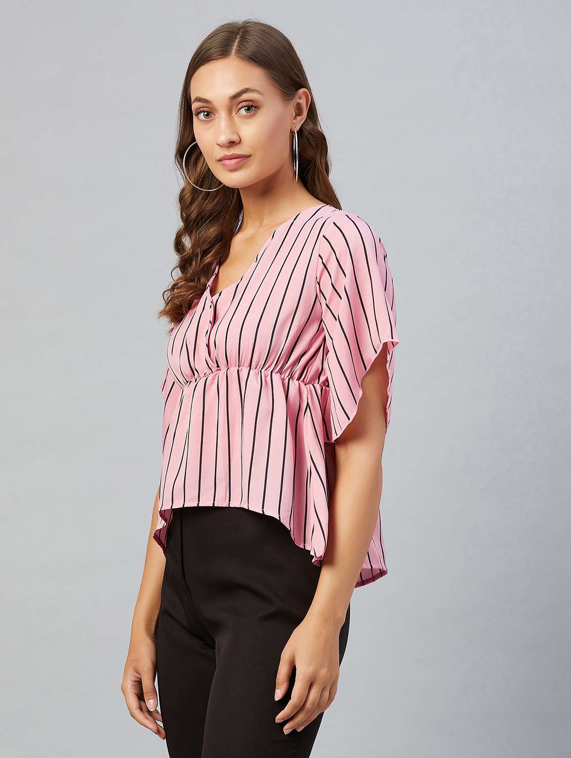women's asymmetric v neck top