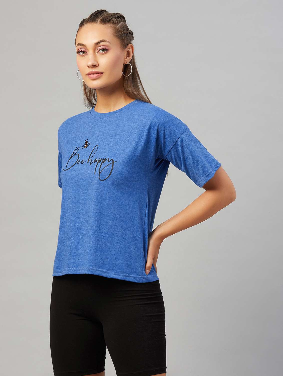 women's chest print round neck t-shirt