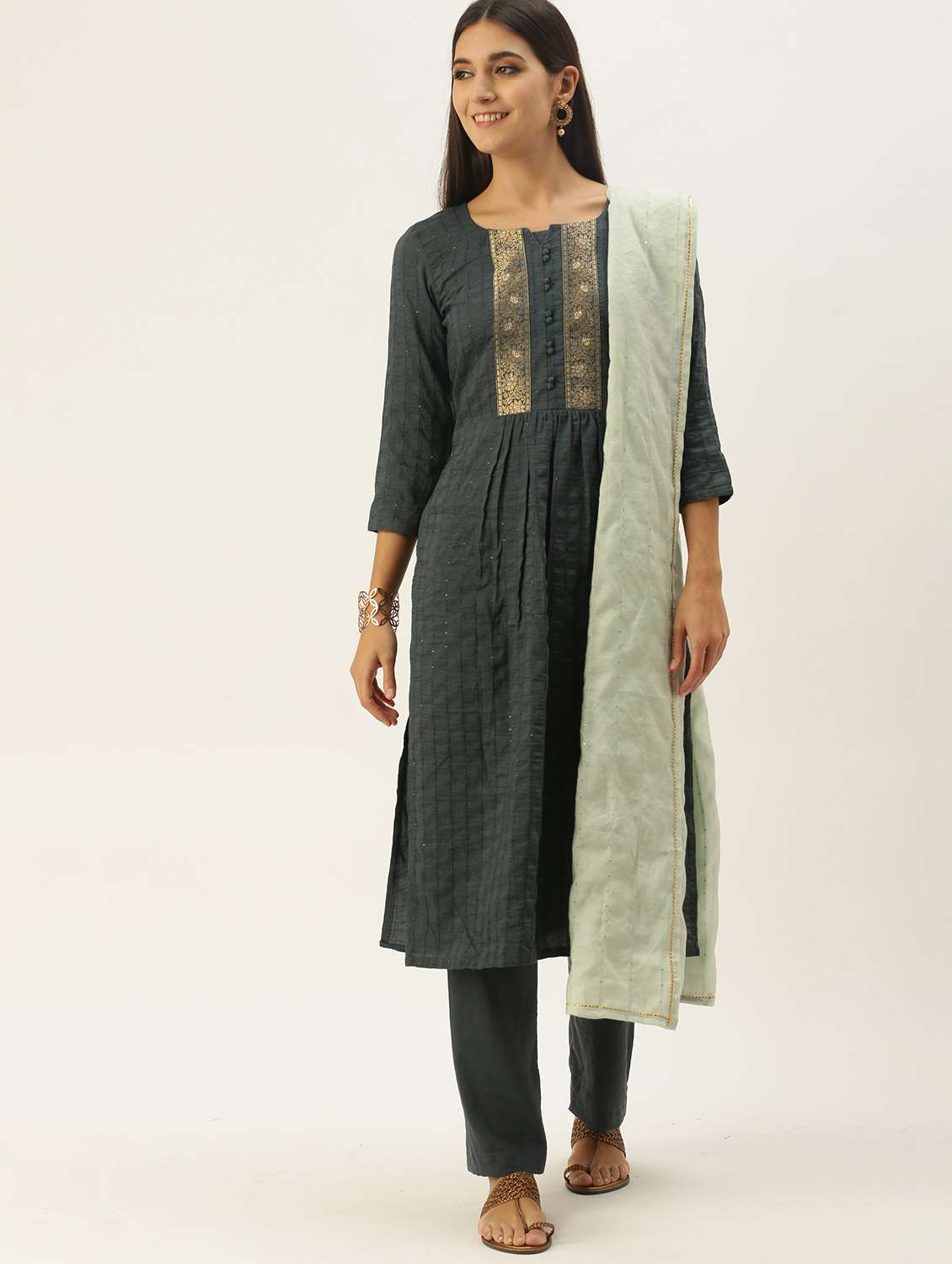 self design unstitched suit set - 18022475 - Zoom Image - 0