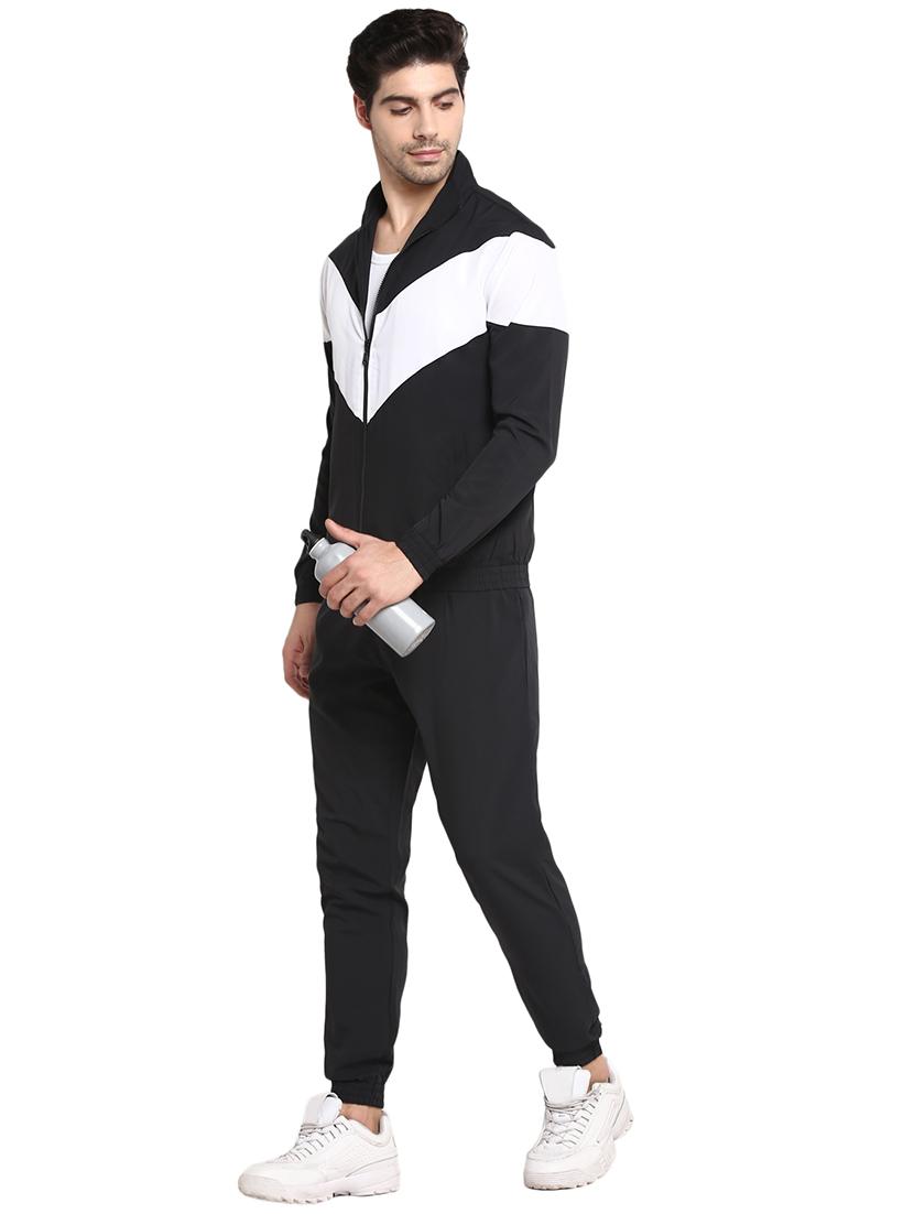 black color block track pant full length track suit - 18022480 - Standard Image - 1