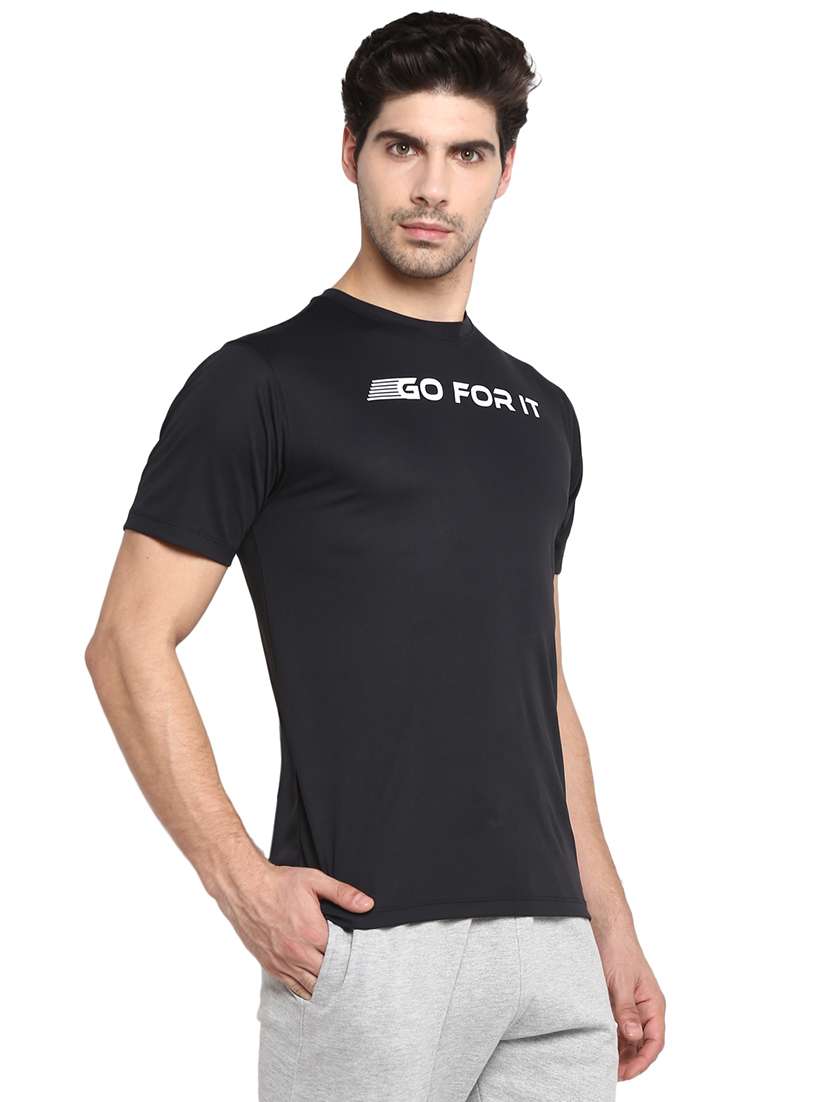 black chest print t-shirt - 18022608 -  Standard Image - 1