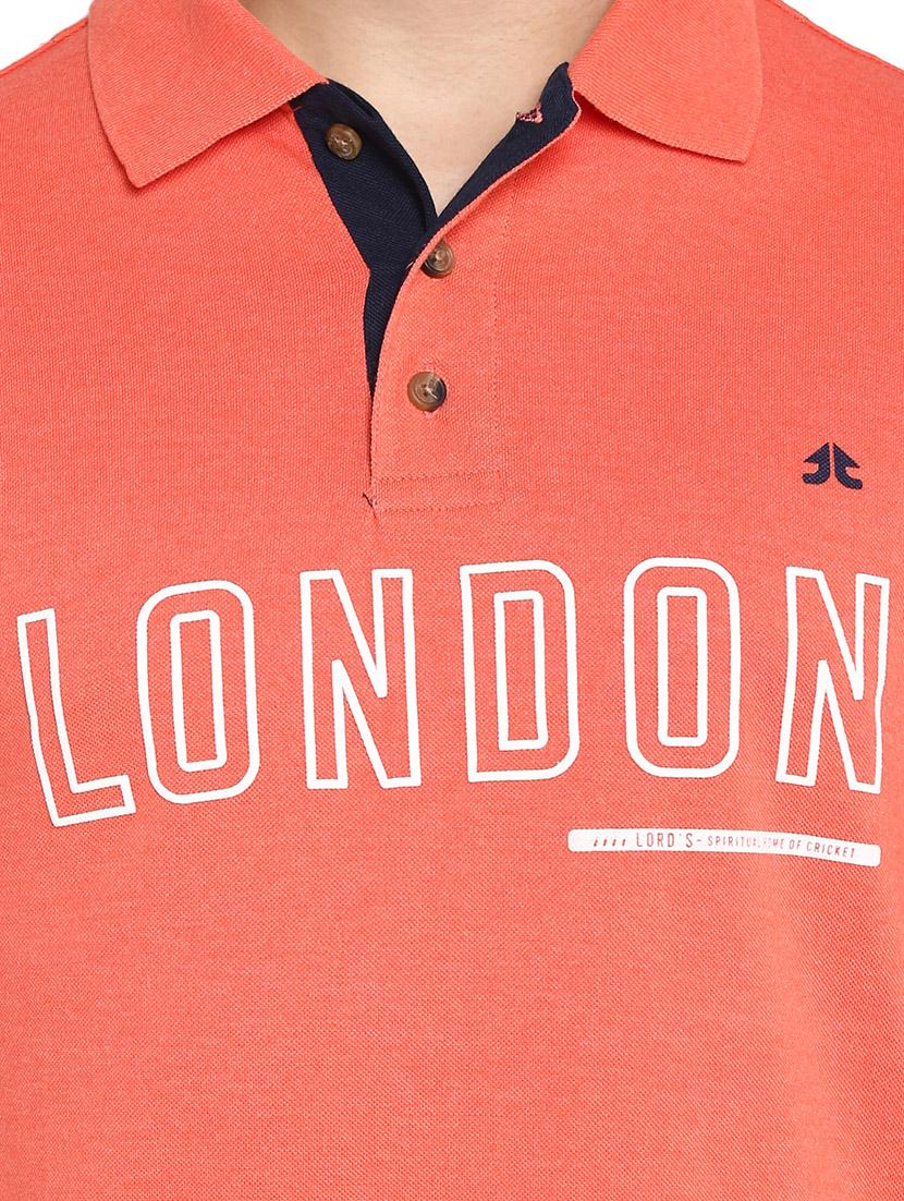 orange printed polo t-shirt - 18022613 - Standard Image - 4