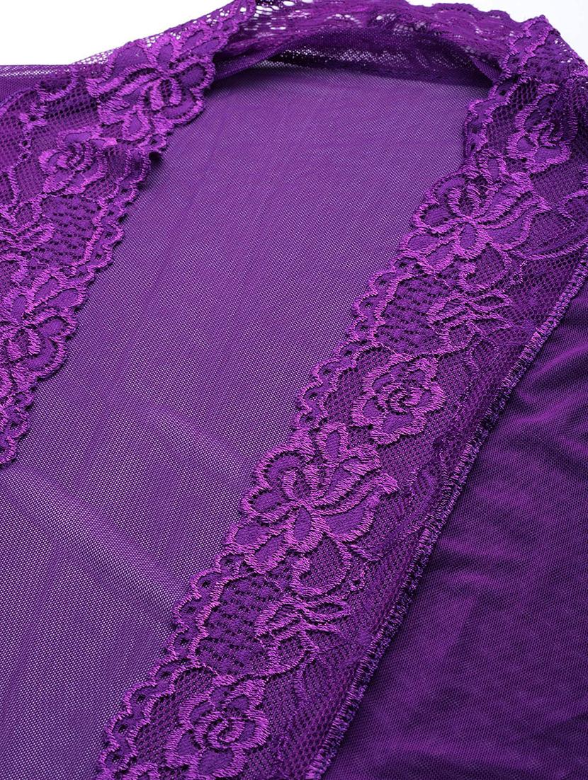 purple laced babydoll - 18023123 - Standard Image - 4