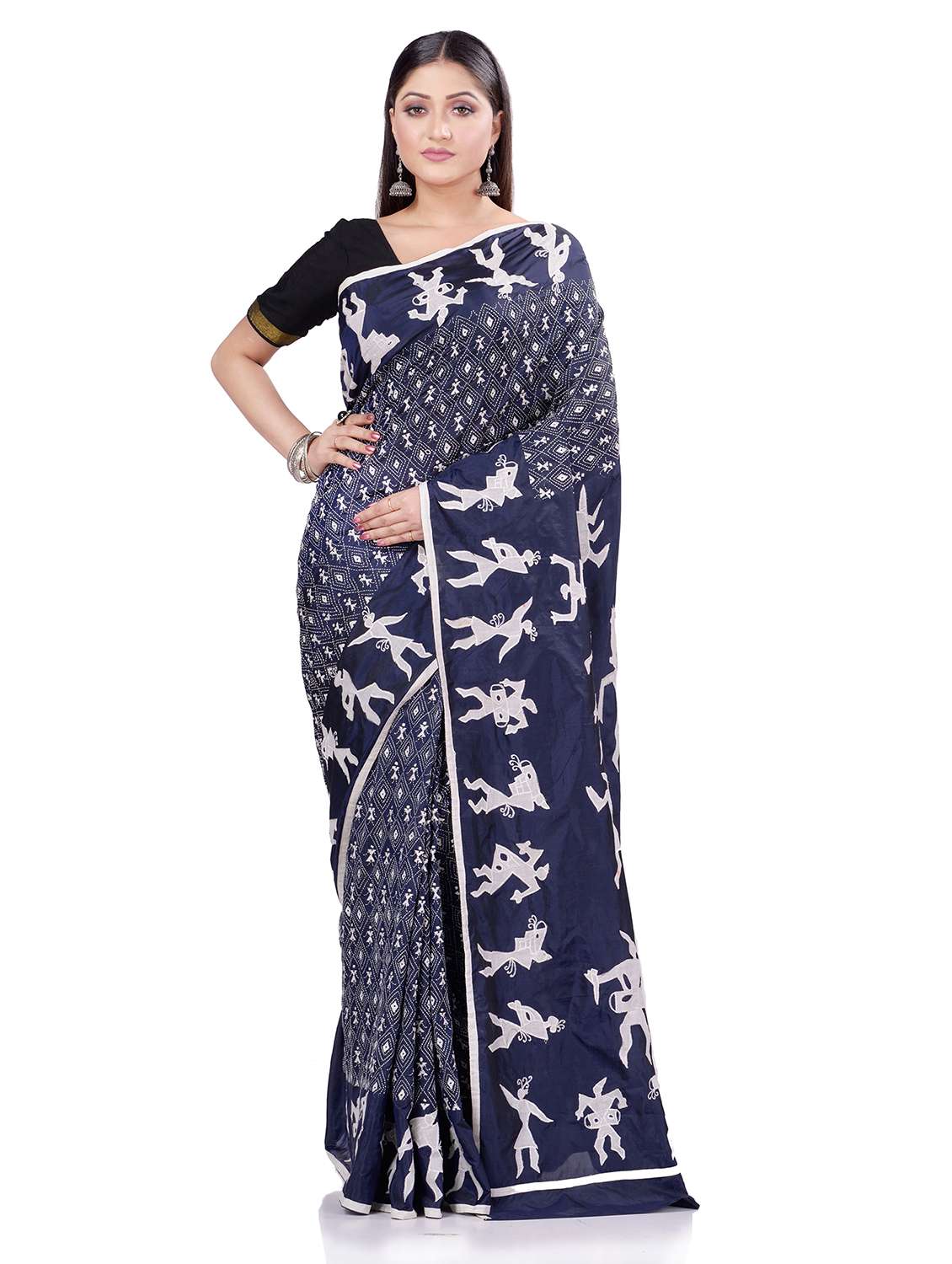 navy tussar silk saree