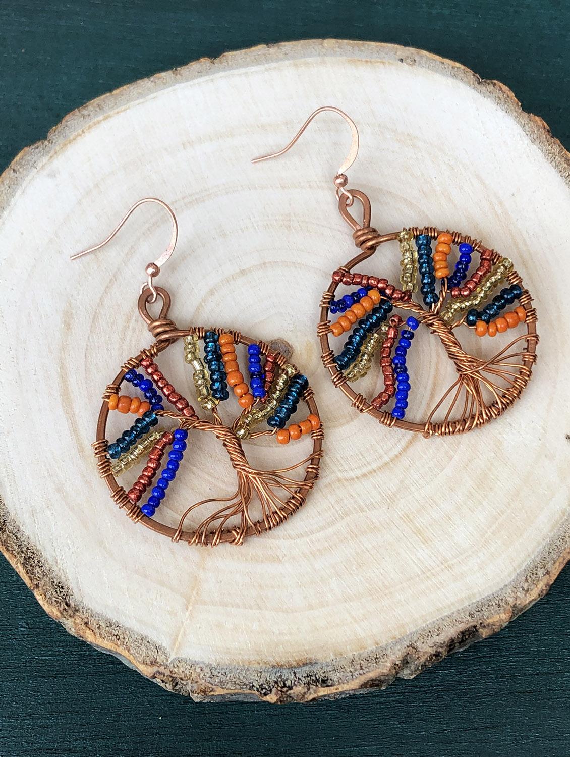multicolored tree of life earrings - 18023486 - Zoom Image - 0