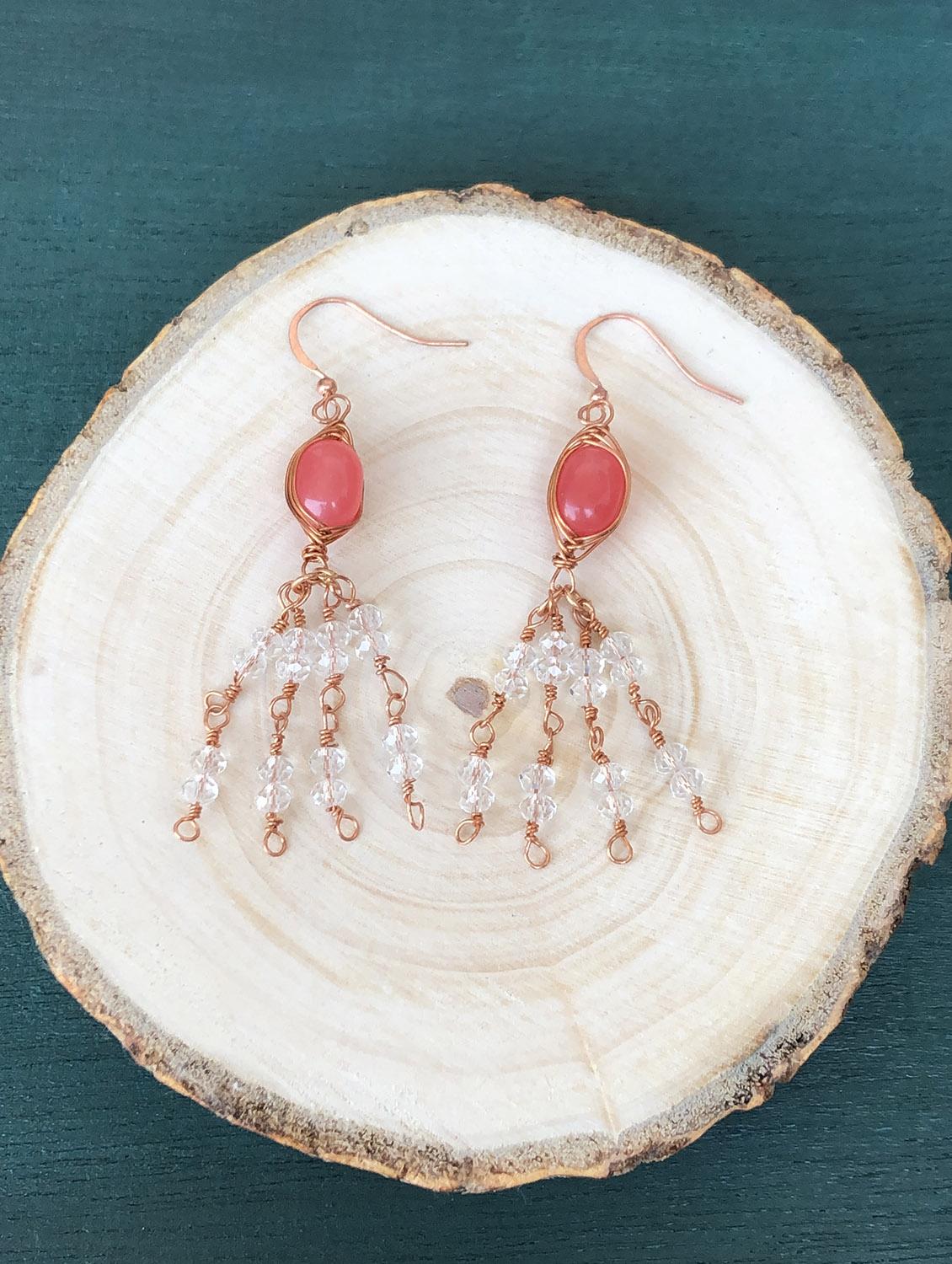 white copper drop earring - 18023494 - Zoom Image - 0