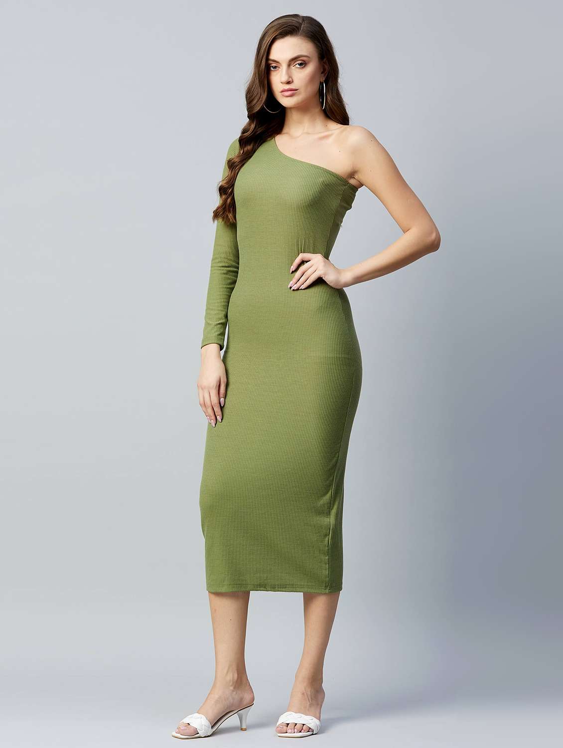 single sleeved solid bodycon dress - 18024756 -  Standard Image - 1