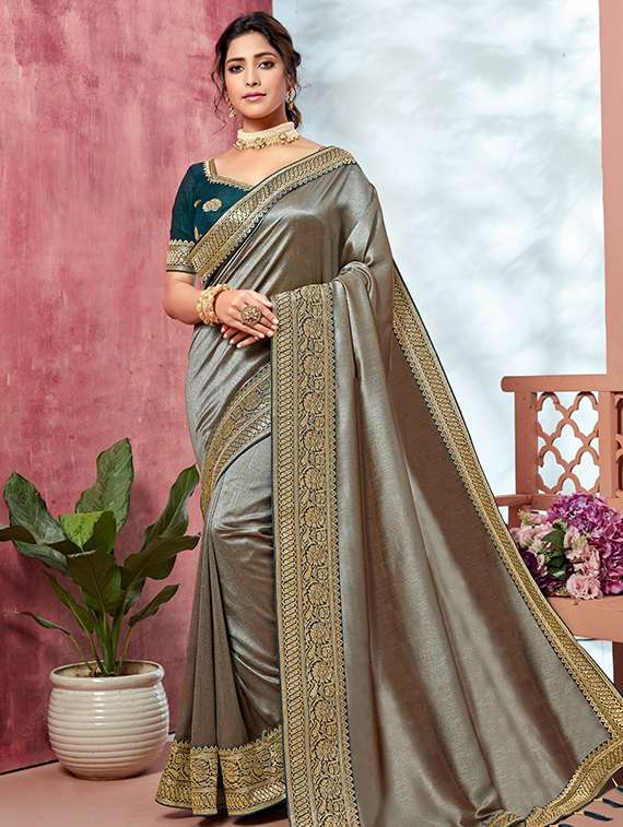 solid bordered saree with blouse