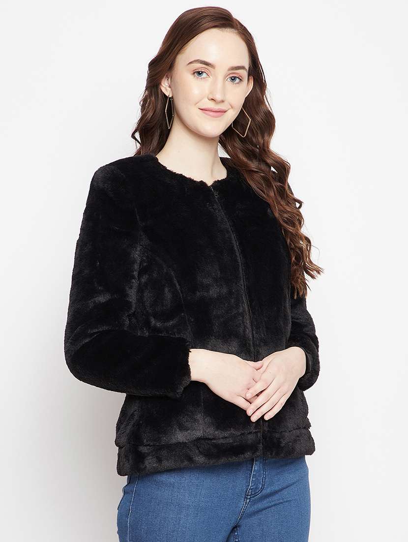 zip up solid casual blazer - 18024998 -  Standard Image - 1