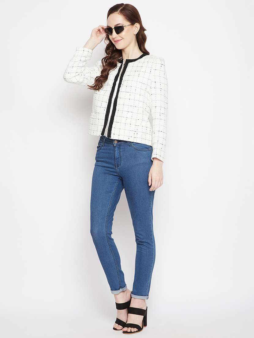 round neck checkered blazer - 18025000 - Standard Image - 4