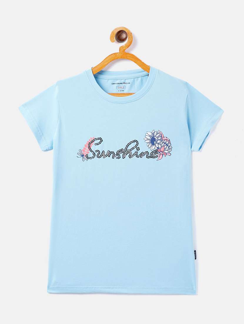 blue cotton blend tee