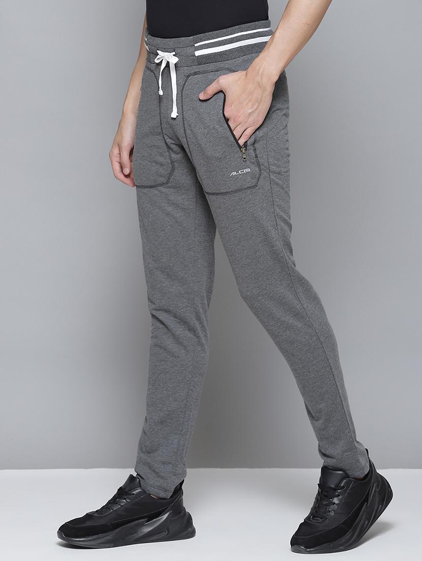 grey solid full length track pant - 18025720 -  Standard Image - 1