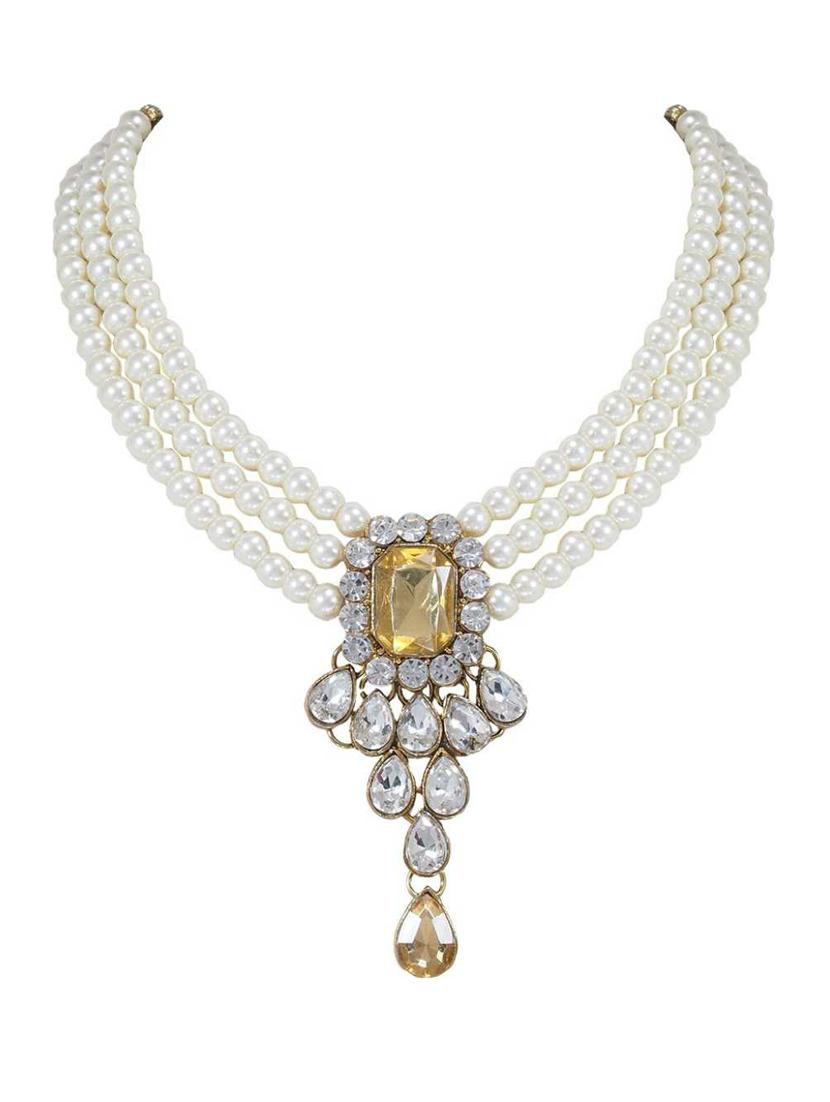 gold black traditional pearl neckless set - 18025971 - Standard Image - 1