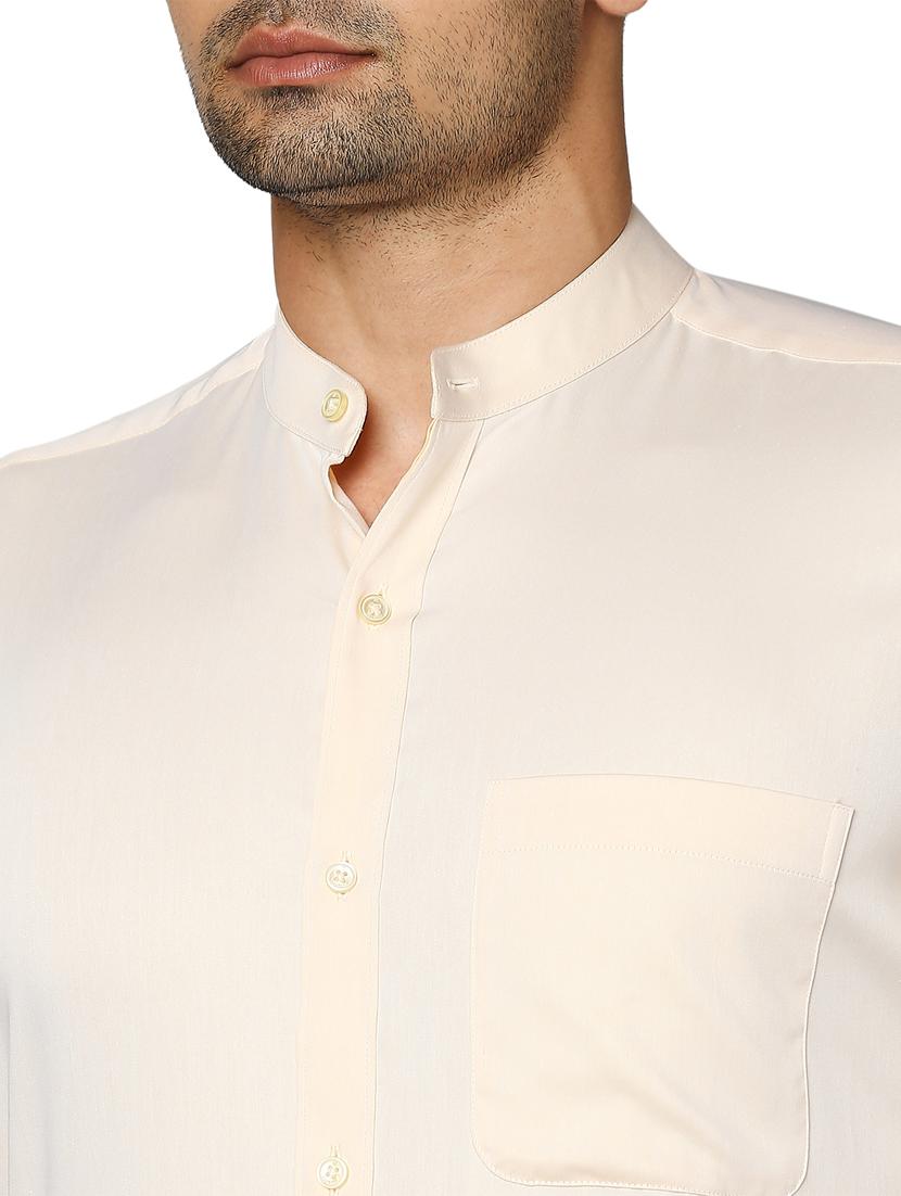 beige solid formal shirt - 18026538 - Standard Image - 4