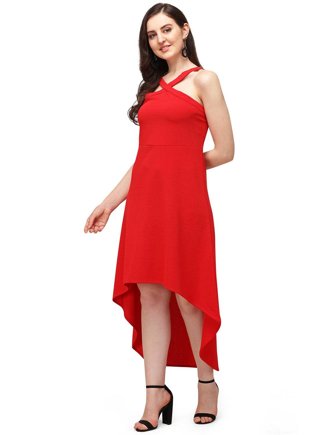 halter neck asymmetric dress - 18026719 - Standard Image - 1