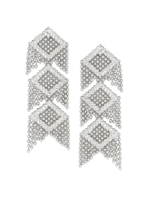 oxidized silver-plated beaded geometric drop earrings - 18026821 - Standard Image - 0