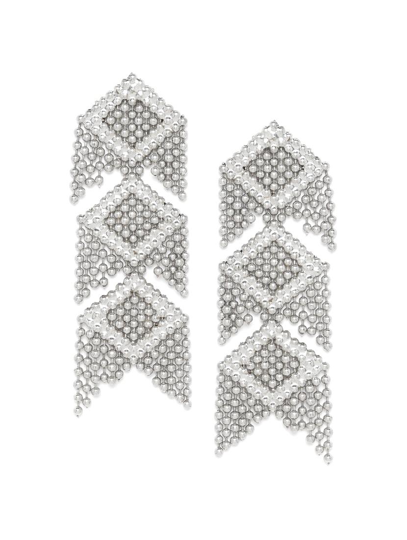 oxidized silver-plated beaded geometric drop earrings - 18026821 - Zoom Image - 0