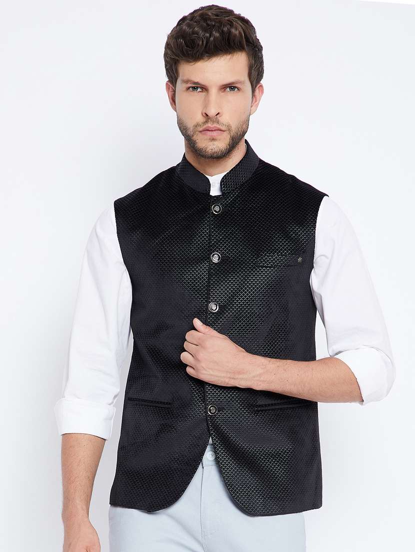 black self design nehru jacket - 18027190 - Zoom Image - 0