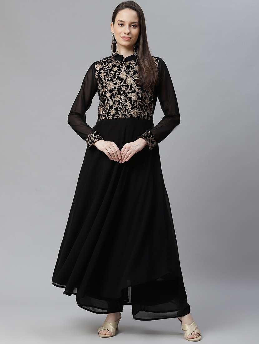 black georgette kurta palazzo  set