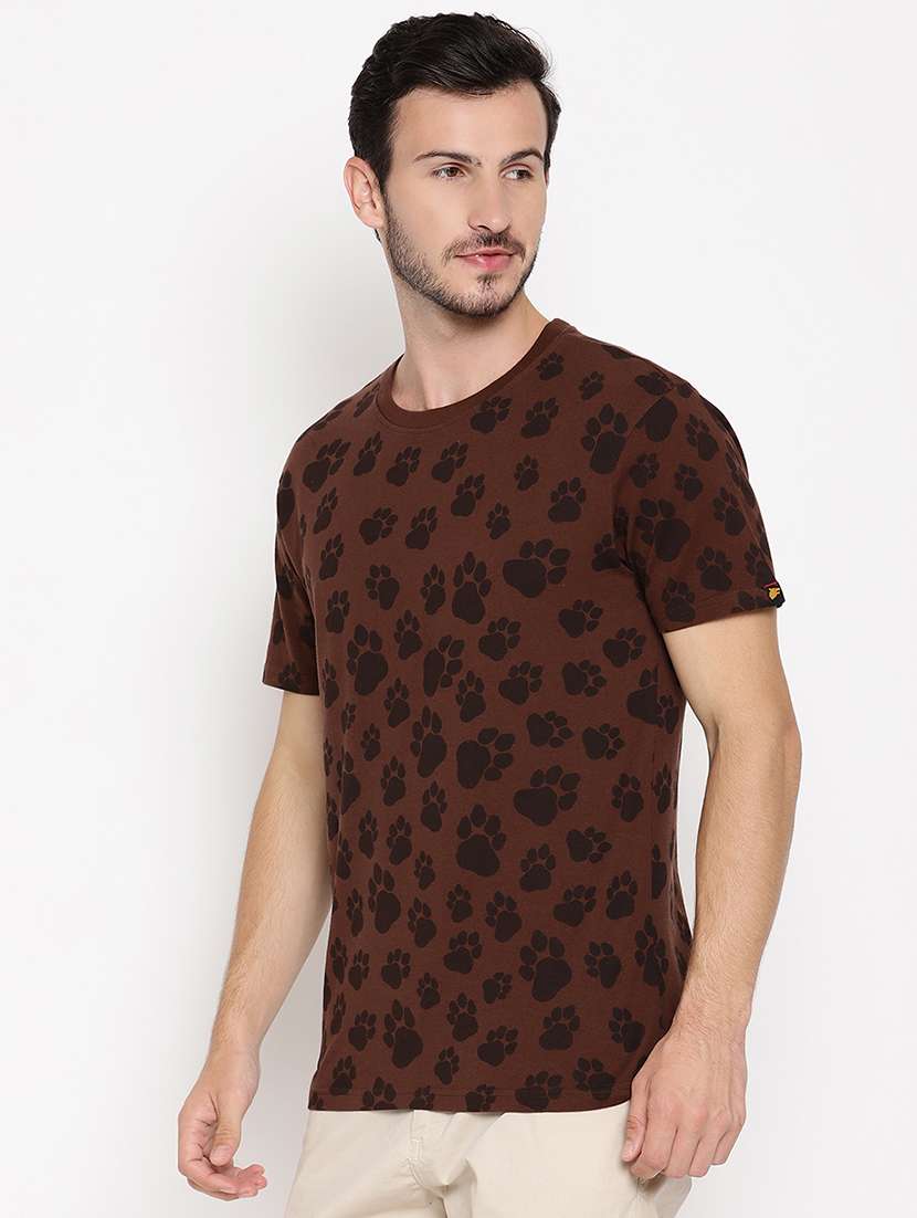 brown all over print t-shirt - 18028017 -  Standard Image - 1