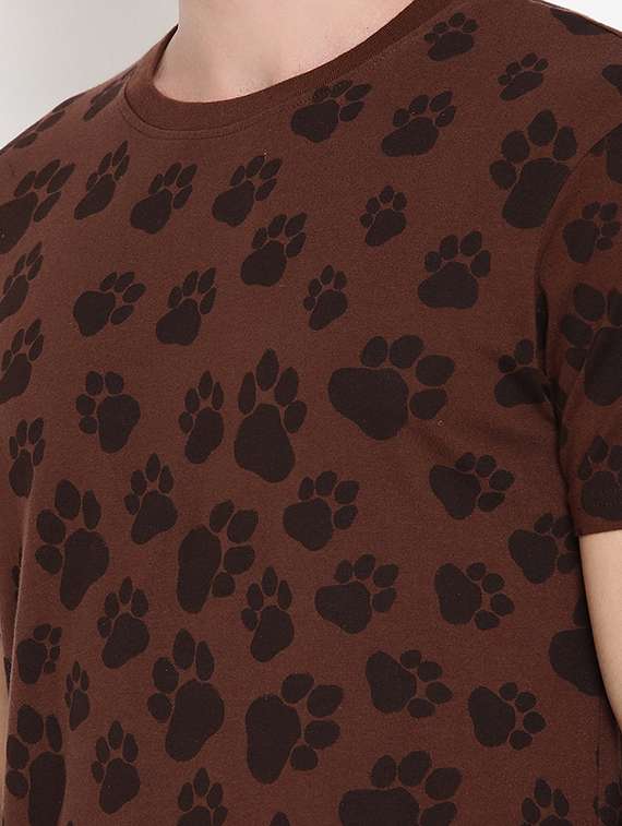 brown all over print t-shirt - 18028017 -  Standard Image - 4