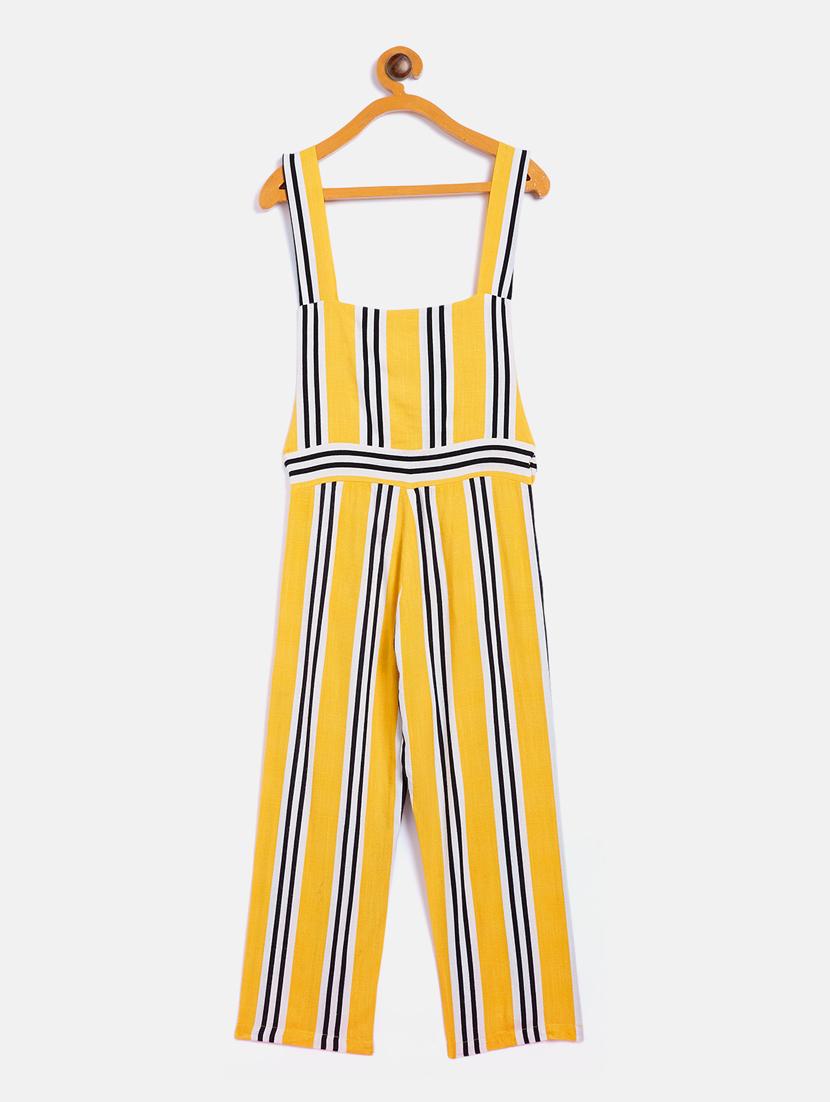 girls striped full length jumpsuit - 18028063 - Standard Image - 1