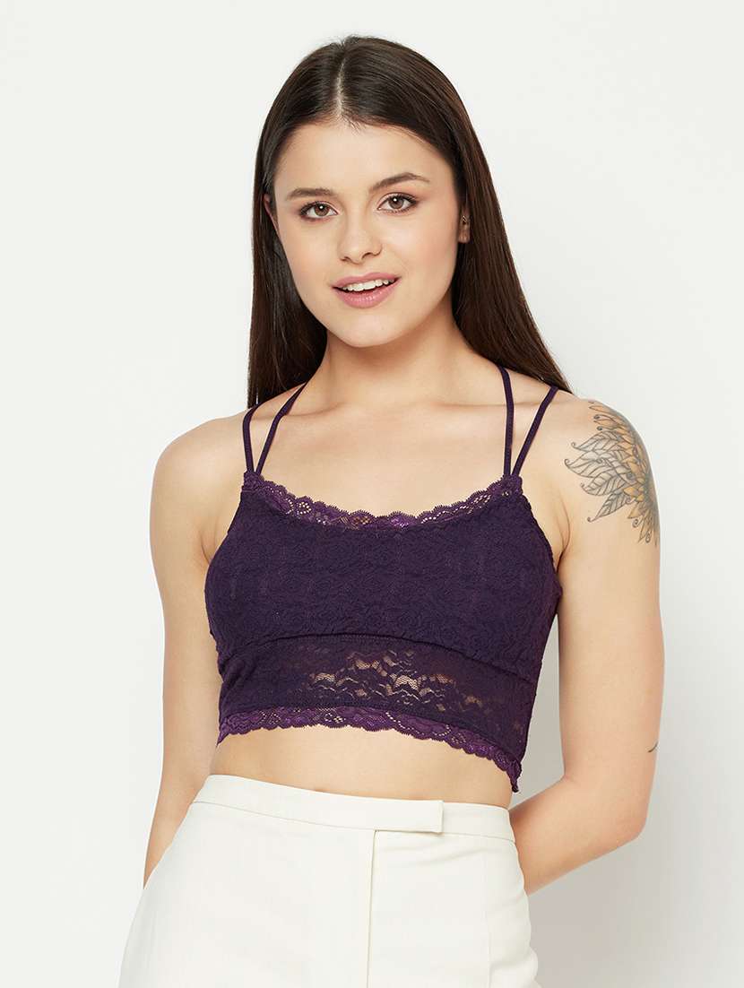 purple solid lette bra