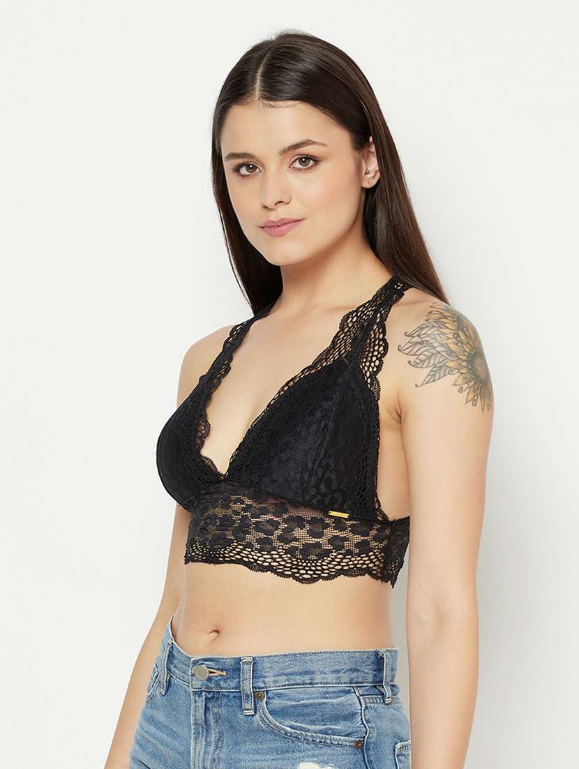 black lace bralette bra - 18028469 - Standard Image - 1