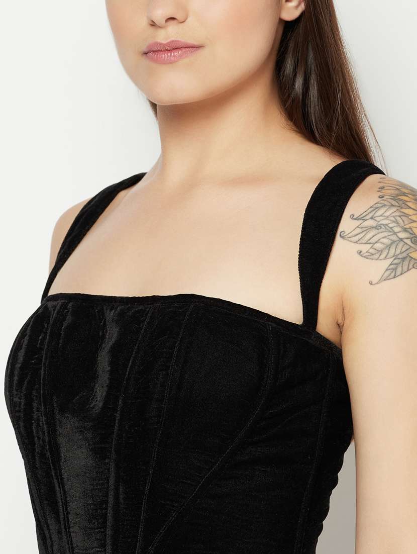 black solid corset bra - 18028483 -  Standard Image - 4