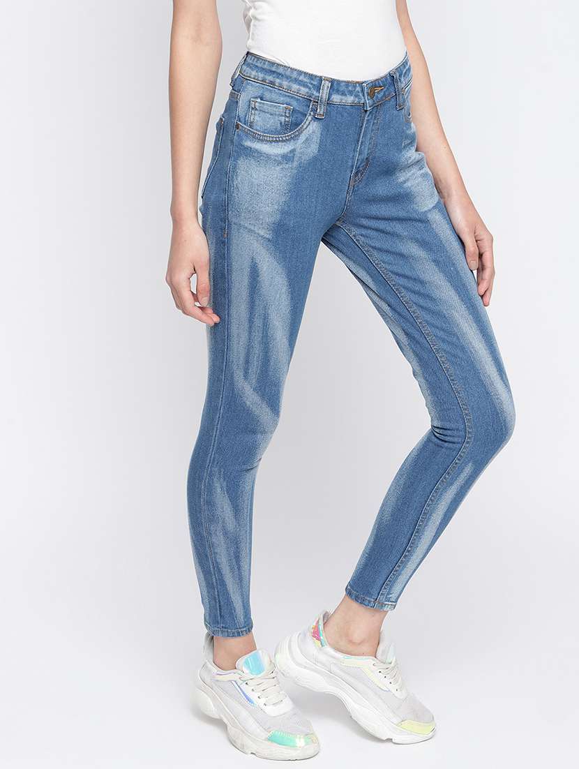women's laser print slim fit jeans - 18029118 -  Standard Image - 1