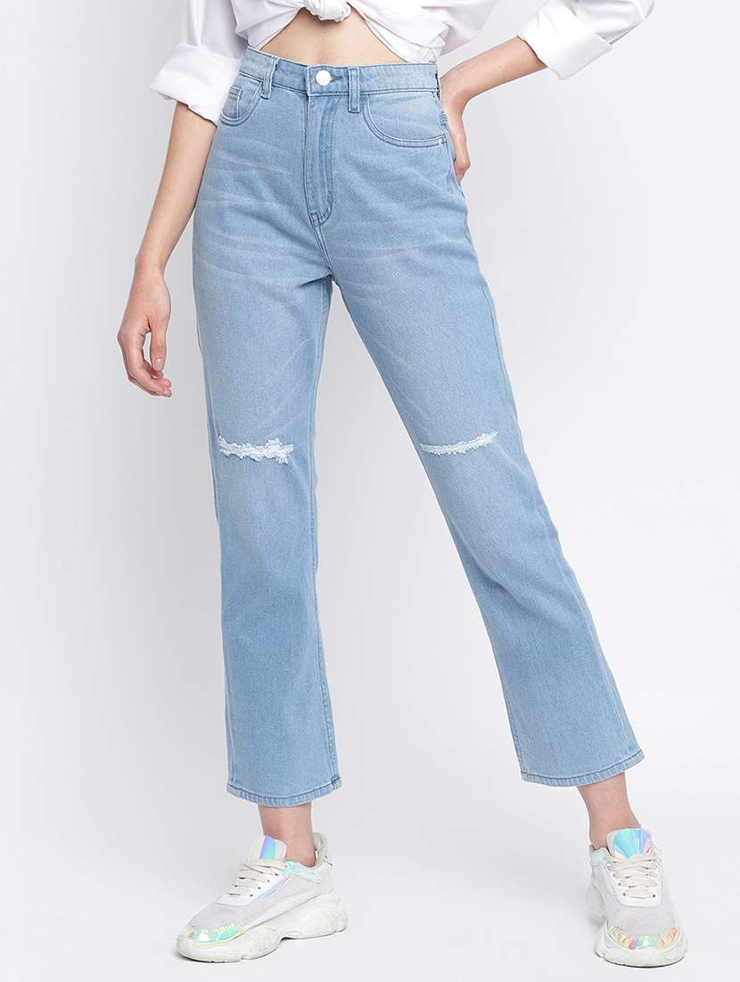 women's slash knee bootcut jeans