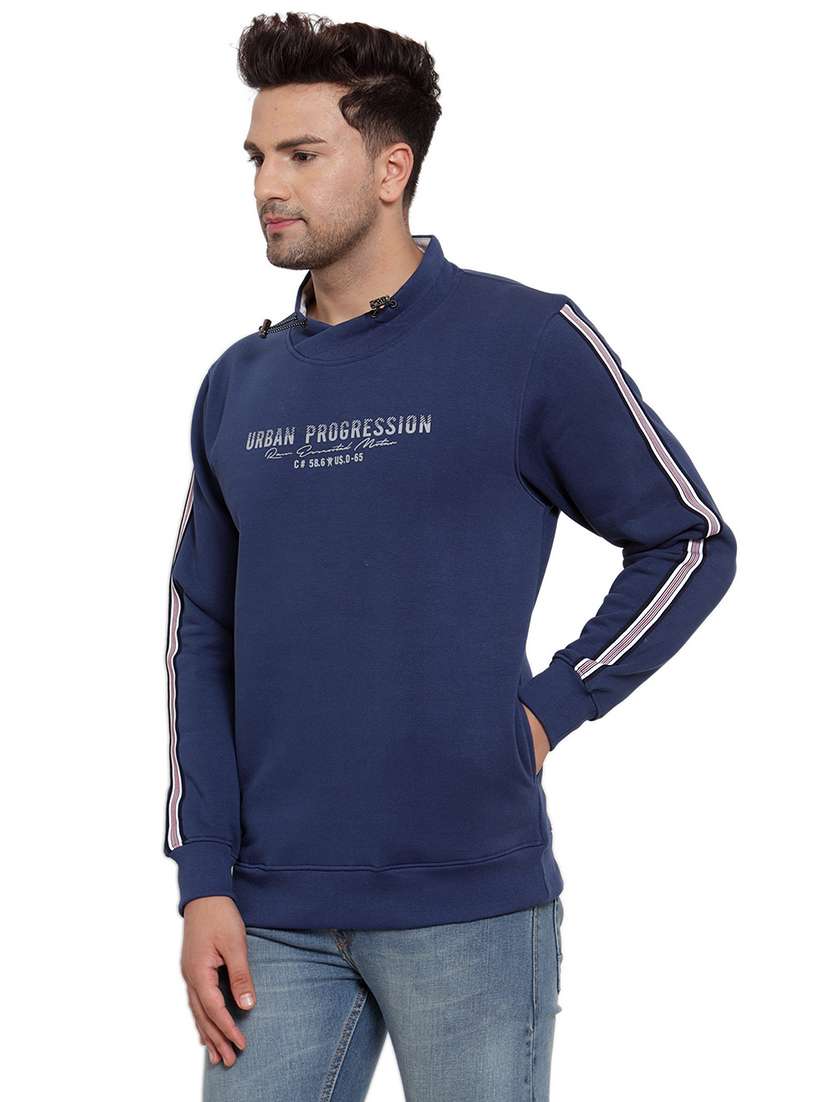 dark blue cotton front print sweatshirt - 18029356 - Standard Image - 1