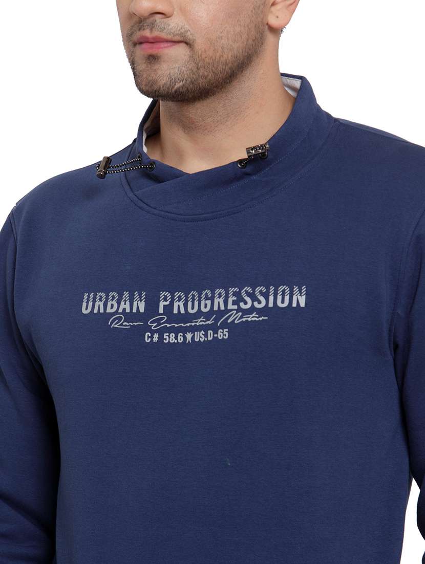dark blue cotton front print sweatshirt - 18029356 - Standard Image - 4