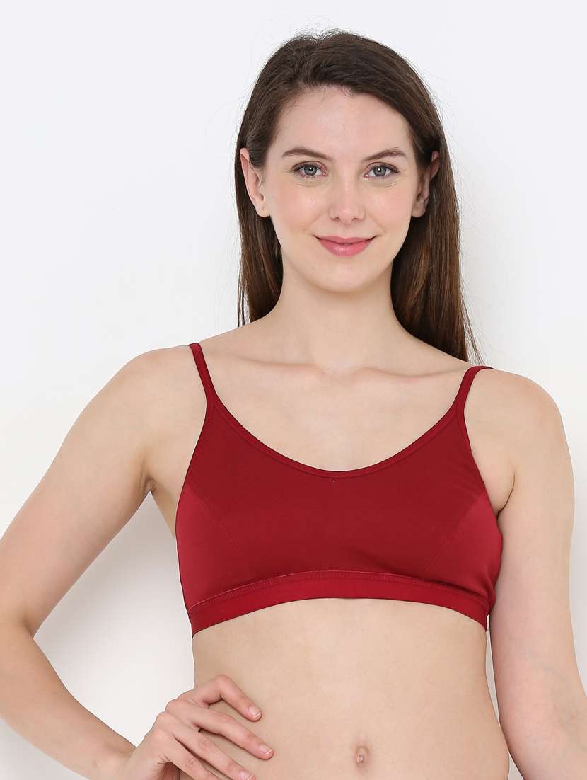 maroon solid bralette bra