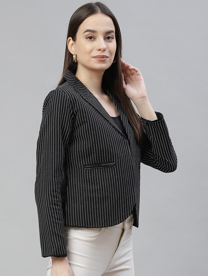 lapel neck striped formal blazer - 18029738 - Standard Image - 1