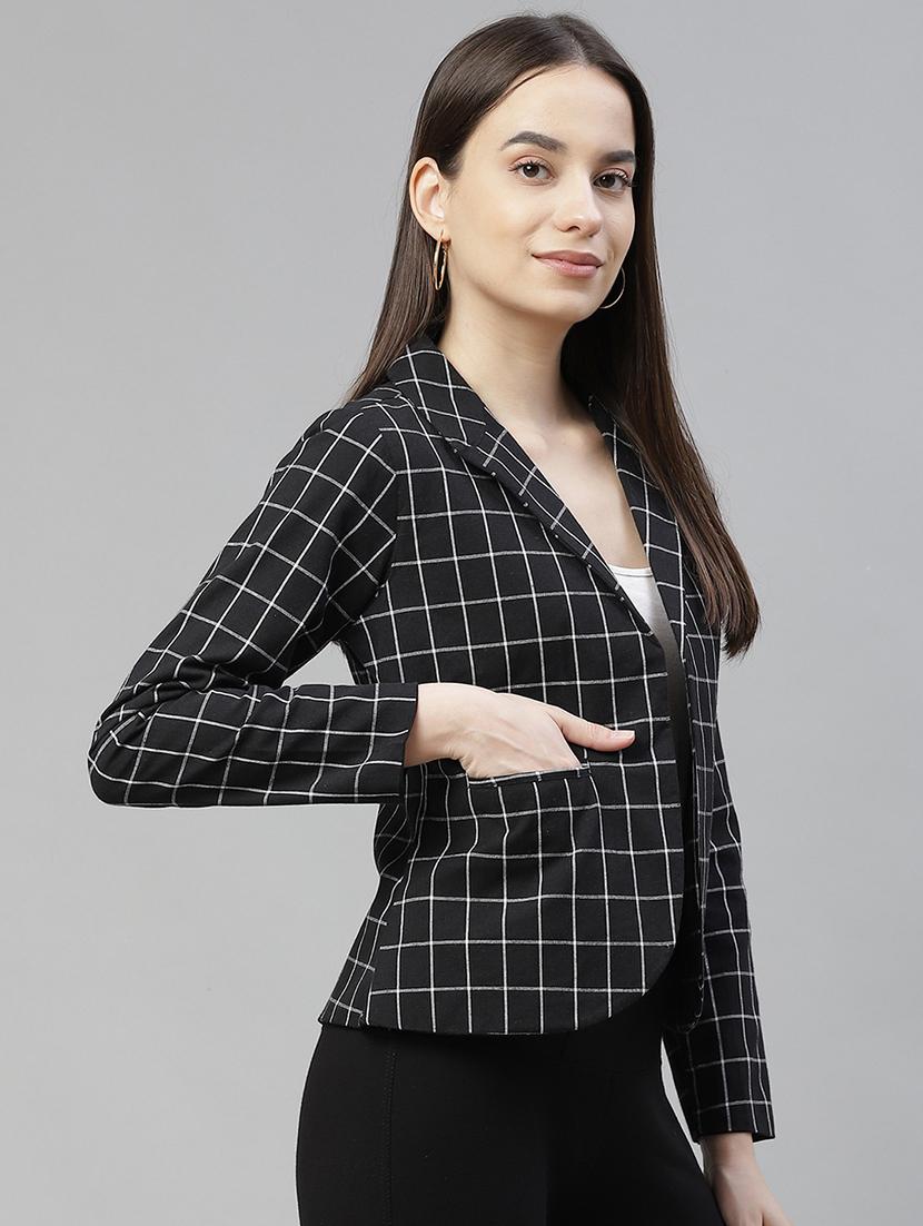 lapel neck checkered formal blazer - 18029740 - Standard Image - 1