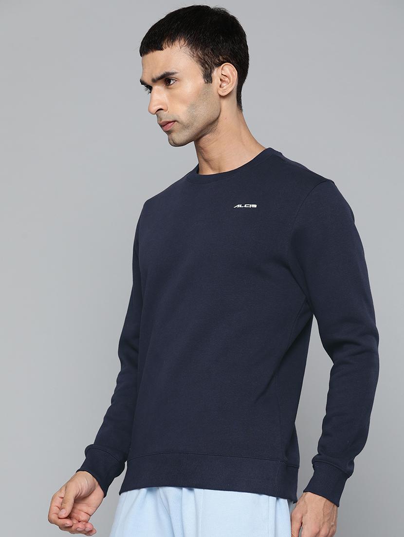 navy blue solid sweatshirt - 18030063 - Standard Image - 1