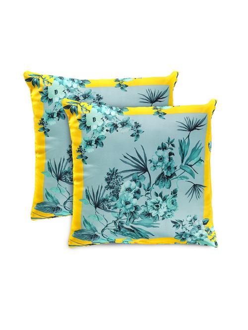floral printed recycle decorative 1 piece pillow/cushion cover lemon color (16x16) inches - 18030125 -  Standard Image - 0