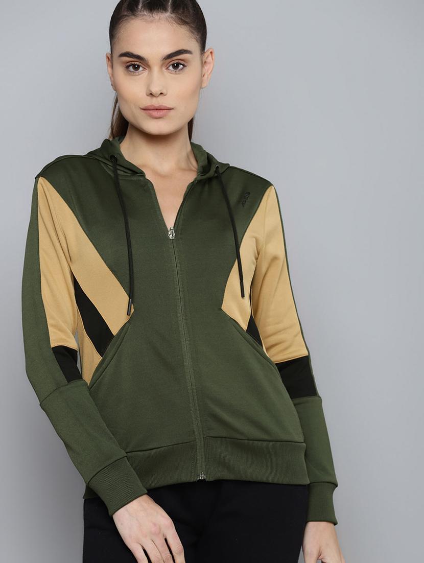 hooded neck color block jacket - 18030155 - Zoom Image - 0