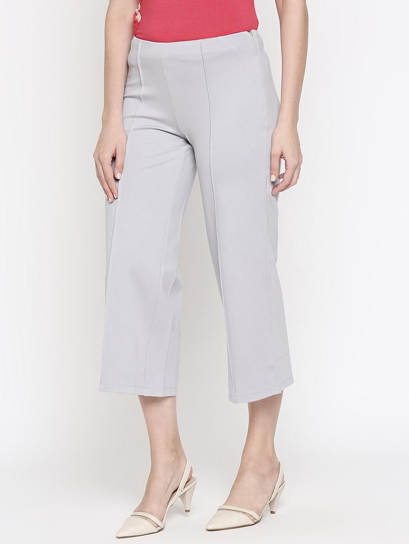 mid rise solid cropped trouser - 18030162 - Standard Image - 1