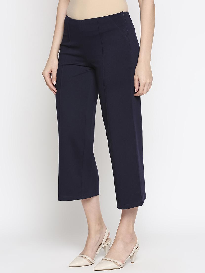 mid rise solid cropped  trouser - 18030163 -  Standard Image - 1