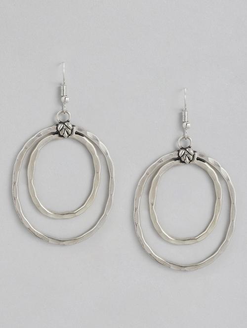 silver-toned oval drop earrings - 18030191 -  Standard Image - 0