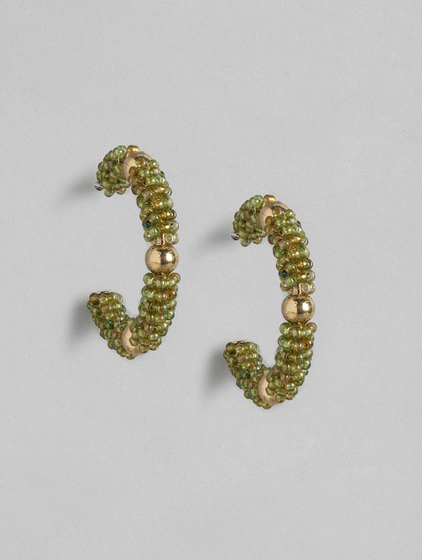 green & gold-toned crescent shaped half hoop earring - 18030193 - Standard Image - 1