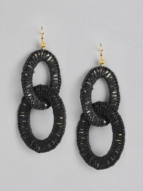 black & gold-toned oval drop earrings - 18030195 -  Standard Image - 0