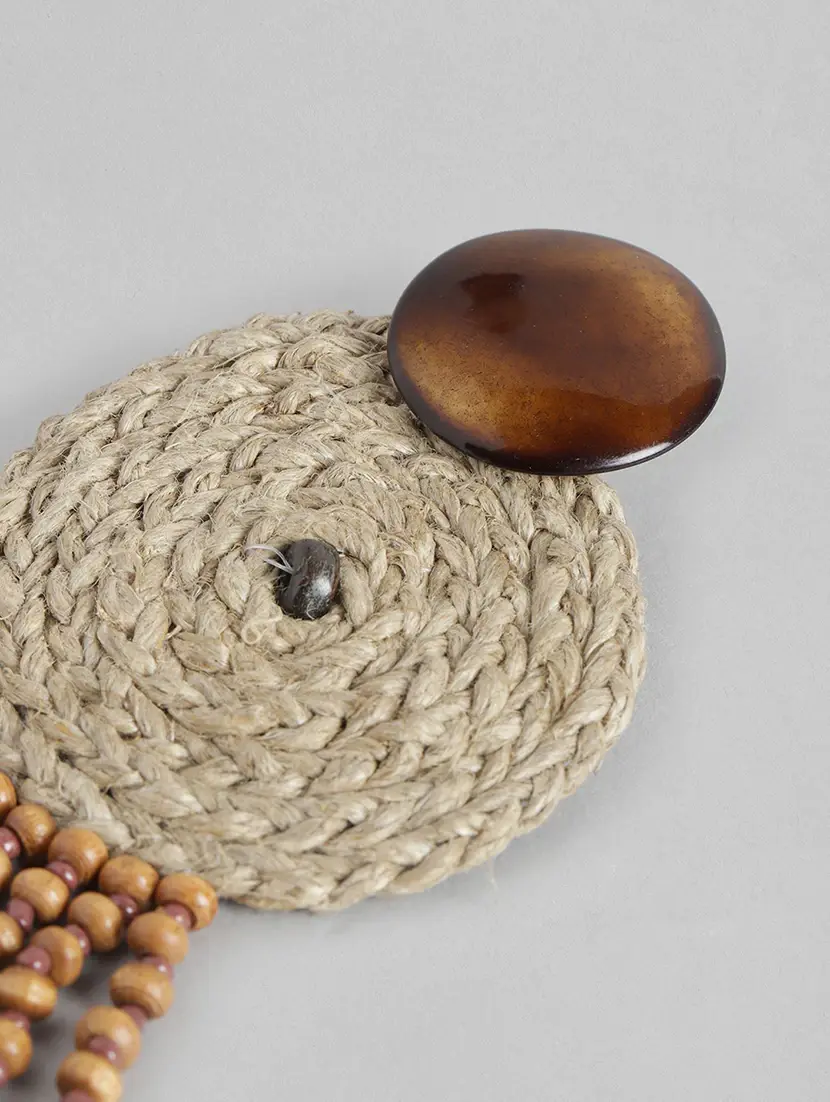 brown & beige circular drop earrings - 18030202 -  Standard Image - 1