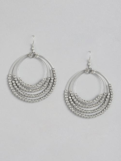 silver metal drop earring - 18030217 - Standard Image - 0