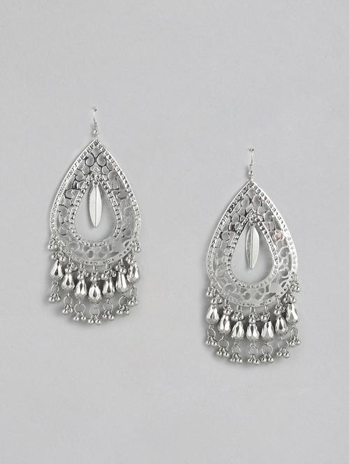 silver metal drop earring - 18030222 - Standard Image - 0
