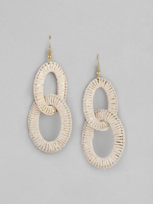 beige metal drop earring - 18030230 - Standard Image - 0