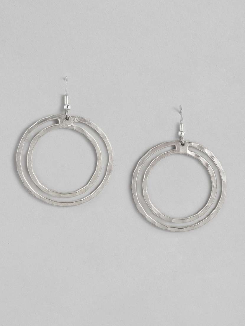silver metal drop earring